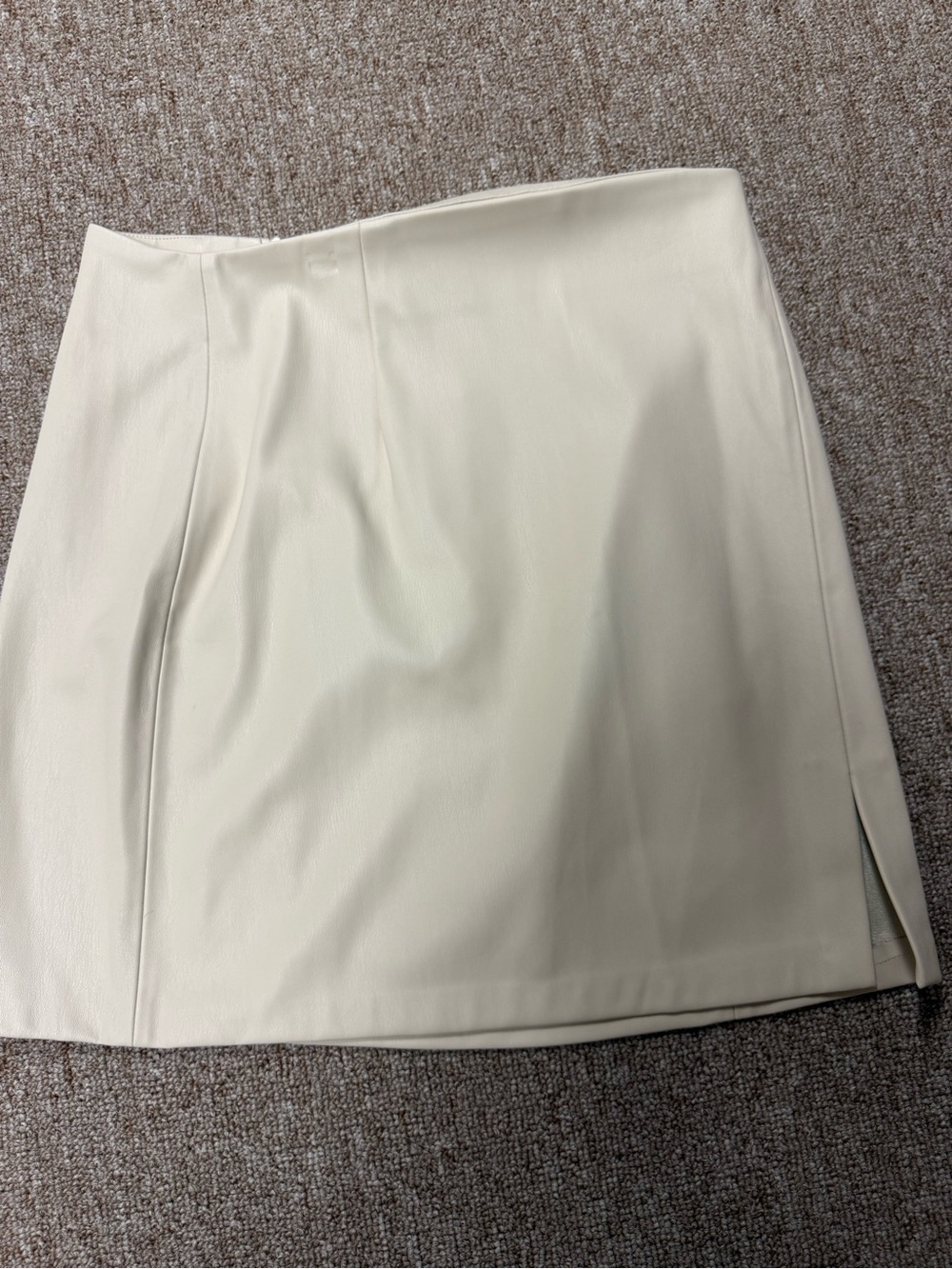 Zara Cream Faux-Leather Mini Skirt